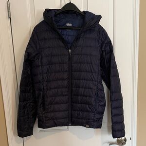 REI Dark Blue Hooded Puffer Jacket